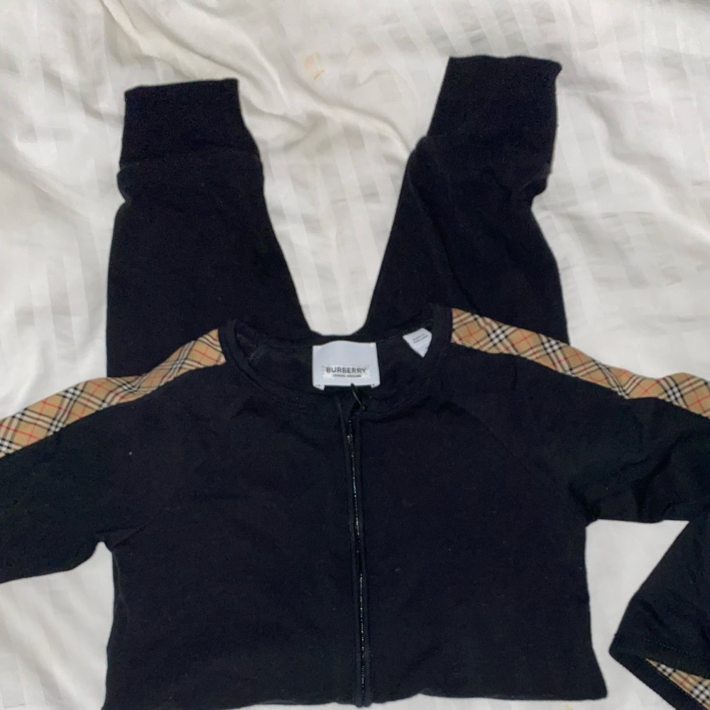 Baby Burberry one piece zip up bib included